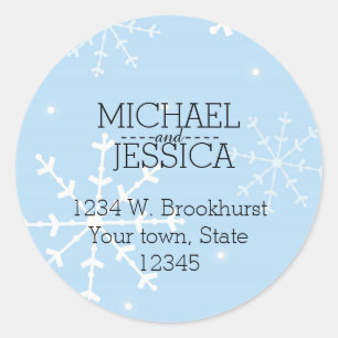 Winter Snowflakes Personalized name and address Classic Round Sticker