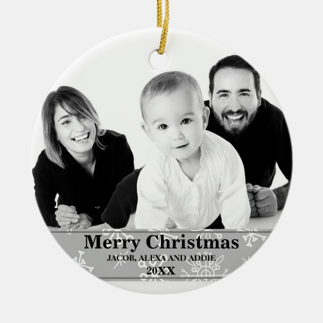 Winter Snowflakes Photo Christmas Ornament (Front)