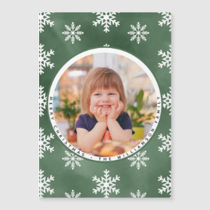 Winter Snowflakes Photo Family Name Christmas Card