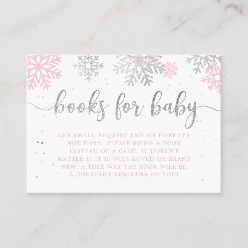 Winter Snowflakes Pink And Silver Books For Baby Enclosure Card