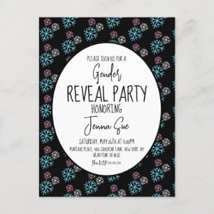 Winter Snowflakes Pink Blue Gender Reveal Postcard