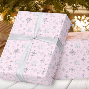 Winter Snowflakes Pink Christmas Wrapping Paper