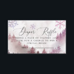 Winter Snowflakes Pink Diaper Raffle Ticket  Enclosure Card<br><div class="desc">Rustic baby shower diaper raffle ticket featuring watercolor illustration of a snowy mountain with pine tree forest and snowflakes in pink color. The card asks guests to bring a pack of diaper in a chance to win a prize.</div>