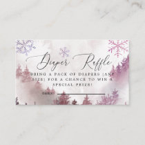 Winter Snowflakes Pink Diaper Raffle Ticket  Enclosure Card
