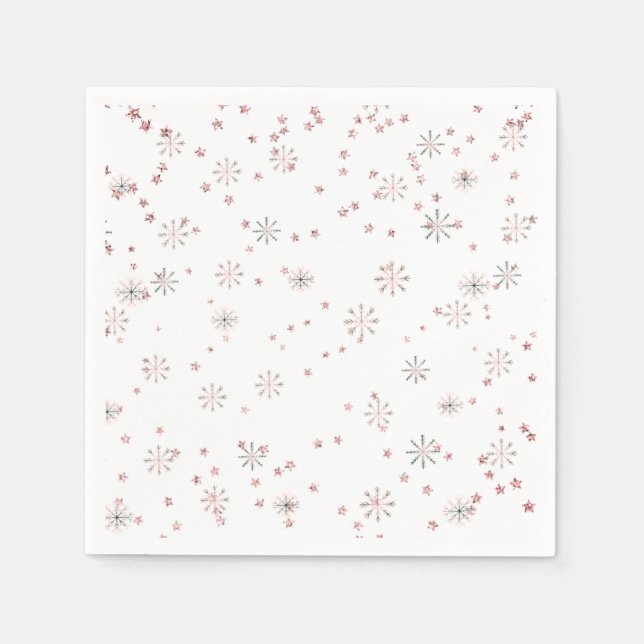 Winter Snowflakes Pink & Silver Napkins (Front)