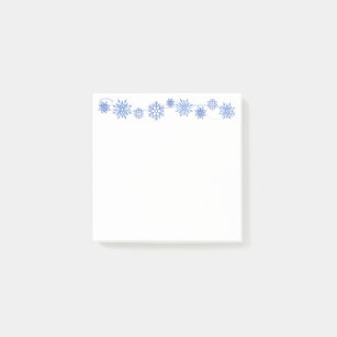 Blue Winter Snowflake on White Post-it Notes