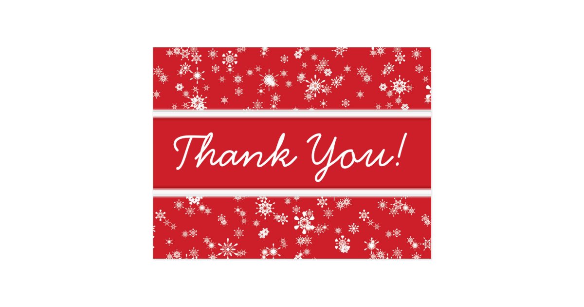 Winter Snowflakes Red Christmas Thank You Postcard | Zazzle.com