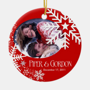 Winter Snowflakes (red) Photo Ornament