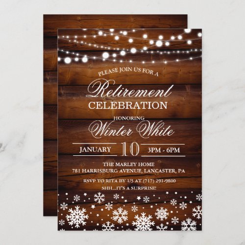 Winter Snowflakes Retirement Invitation