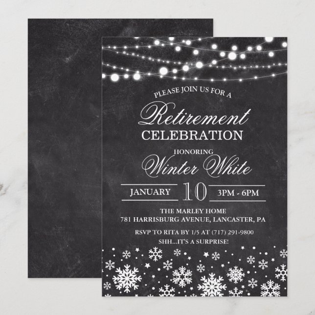 Winter Snowflakes Retirement Invitation (Front/Back)