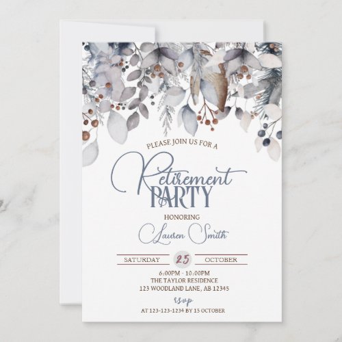 Winter Snowflakes Retirement Party Invitation