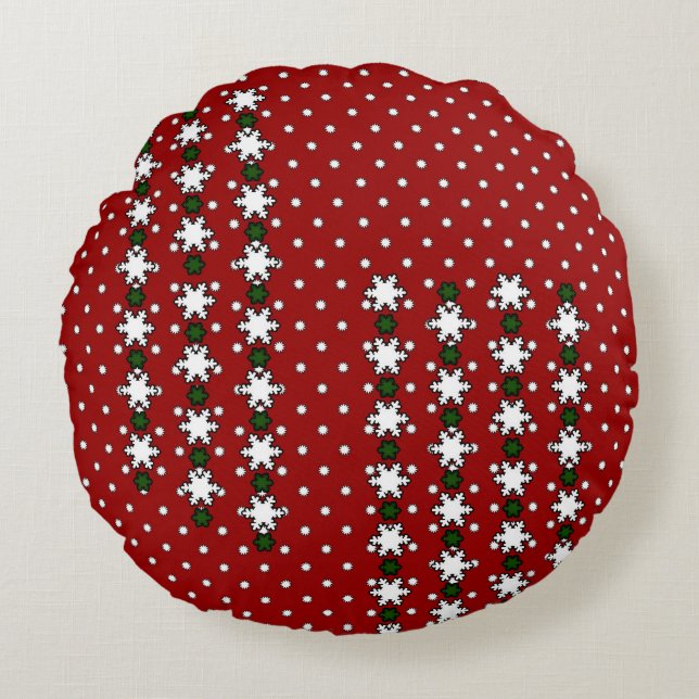 Winter Snowflakes Round Pillow (Front)