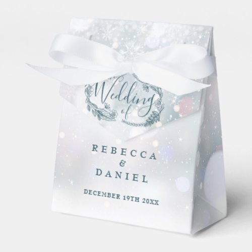 Winter Snowflakes Rustic Floral Wedding Favor Boxes