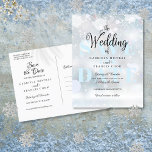 Winter Snowflakes Save the Date Announcement Postcard<br><div class="desc">This chic Save the Date card features delicate snowflakes falling across your personalized names,  special date,  and celebration event details on a winter frost background. The reverse has additional save the date details,  including your wedding website,  with your return address and space for your recipient's address. Designed by Thisisnotme©</div>