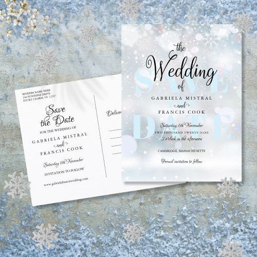 Winter Snowflakes Save the Date Announcement Postcard