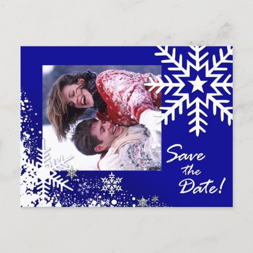 Winter Snowflakes Save the Date lapis Photo Announcement Postcard