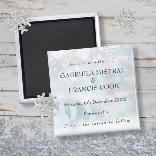 Winter Snowflakes Save the Date Magnet