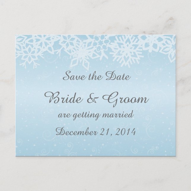 Winter Snowflakes Save the Date Postcard (Front)