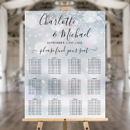 Winter Snowflakes Script Wedding Seating Chart Foam Board