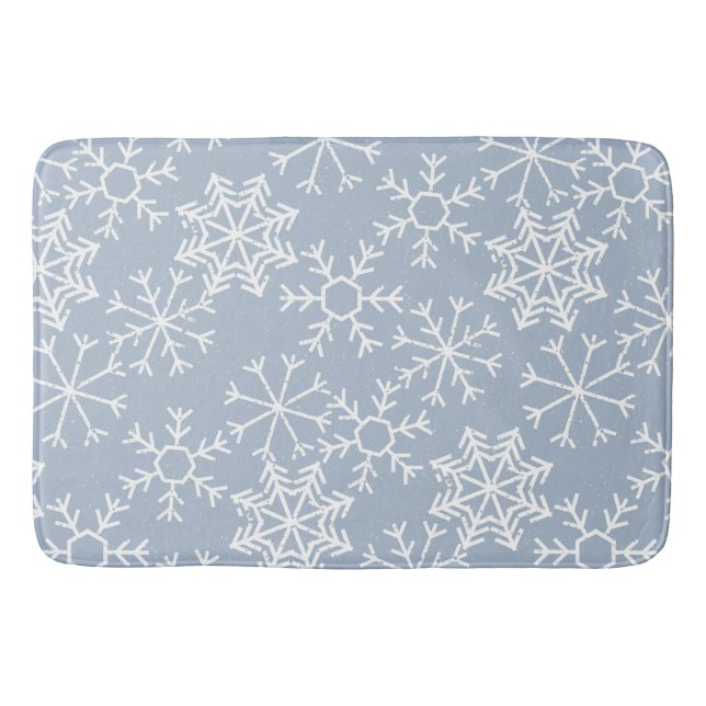 Winter SNOWFLAKES seamless pattern + your ideas Bathroom Mat (Front)