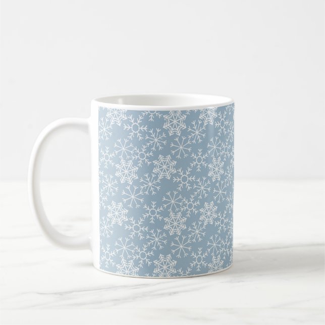 Winter SNOWFLAKES seamless pattern + your ideas Coffee Mug (Left)