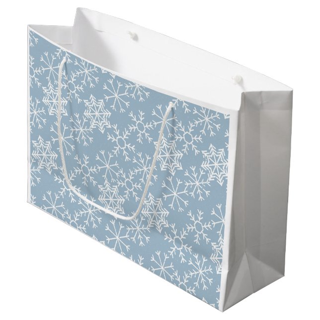 Winter SNOWFLAKES seamless pattern + your ideas Large Gift Bag (Front Angled)