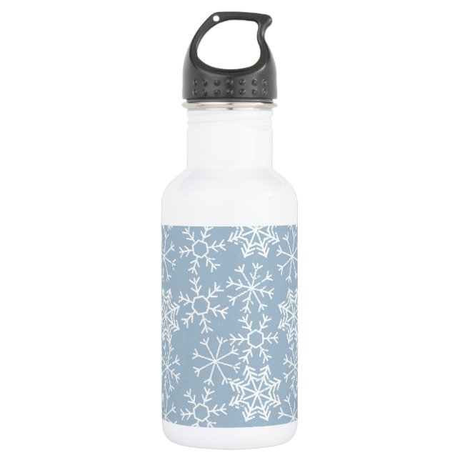 Winter SNOWFLAKES seamless pattern + your ideas Water Bottle (Front)