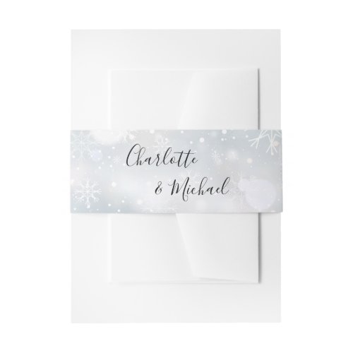 Winter Snowflakes Signature Script Invitation Belly Band