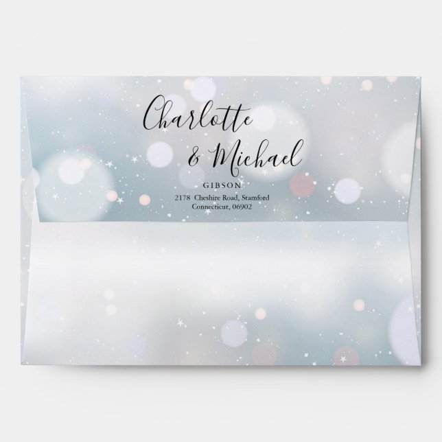 Winter Snowflakes Signature Script Return Address Envelope (Back (Top Flap))
