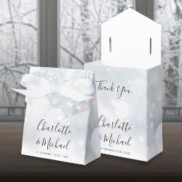 Winter Snowflakes Signature Script Wedding Favor Boxes