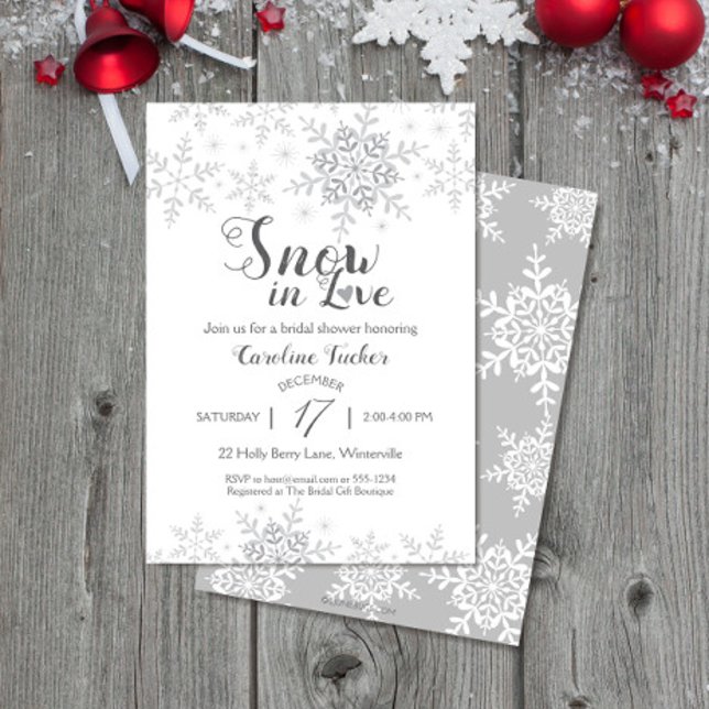 Winter Snowflakes Snow in Love Bridal Shower Invitation (Creator Uploaded)