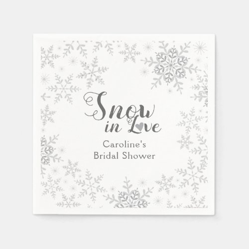 Winter Snowflakes Snow in Love Bridal Shower Napkins