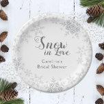 Winter Snowflakes Snow in Love Bridal Shower Paper Plates<br><div class="desc">This design features a simply elegant snowflake design in gray and silver glitter, perfect for a winter bridal shower. Additional color options as well as the collection of coordinating products are available in our shop, zazzle.com/store/doodlelulu. Contact us if you need this design applied to a specific product to create your...</div>