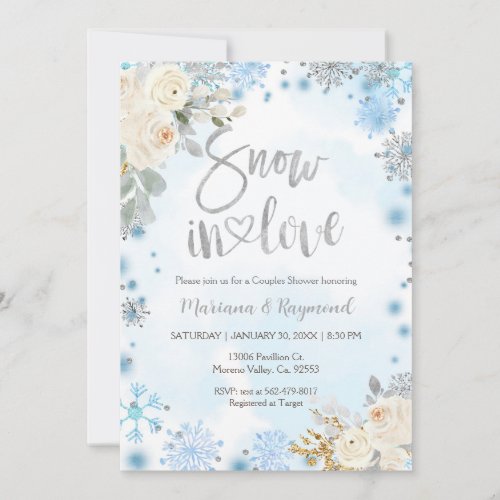 Winter Snowflakes Snow In Love Couples Shower Invitation