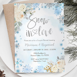 Winter Snowflakes Snow In Love Couples Shower Invitation