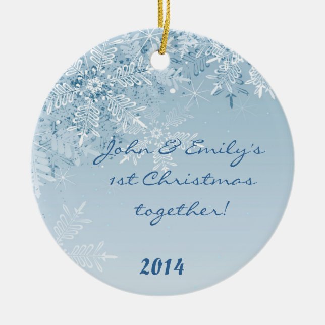 Winter Snowflakes Snow Personalized Name Ornament (Front)