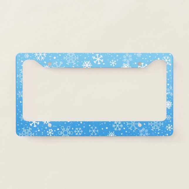 Winter Snowflakes Snow Snowing License Plate Frame (Front)