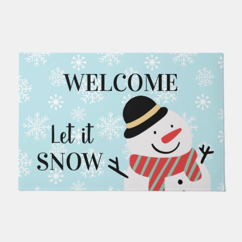 Winter Snowflakes Snowman Let It Snow Doormat