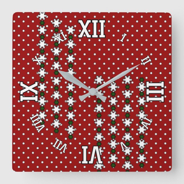 Winter Snowflakes Square Wall Clock (Front)