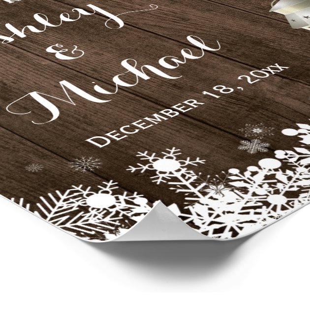 Winter Snowflakes String Lights Wedding Sign