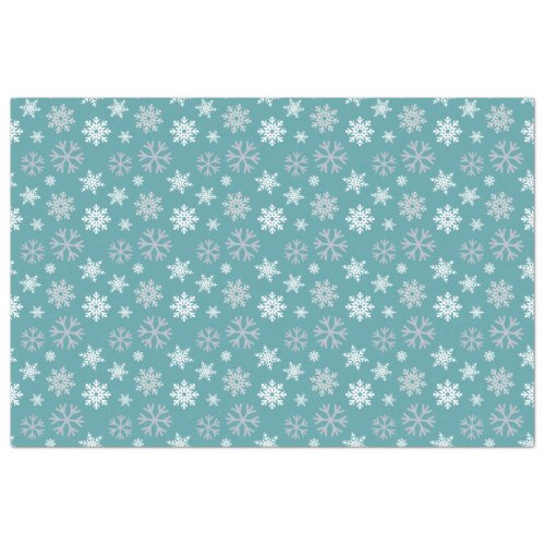 Winter Snowflakes Teal Blue Pattern Tissue Paper