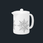Winter Snowflakes Teapot<br><div class="desc">The pretty Winter Snowflakes Teapot is perfect for brewing a cup of warm tea on a cold morning. This elegant wintery custom tea pot features intricate silver tone snowflakes with a white background.</div>