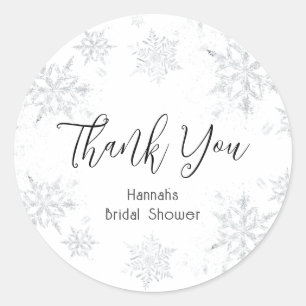 Winter Snowflakes Thank You Classic Round Sticker