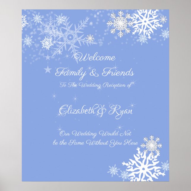 Winter, Snowflakes, Wedding, Custom Welcome Poster (Front)
