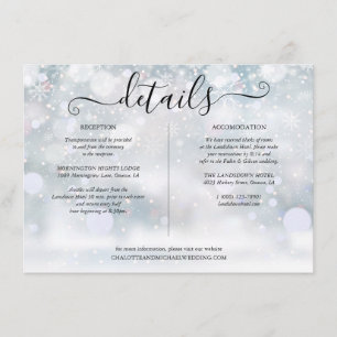 Winter Snowflakes Wedding Details Information Enclosure Card
