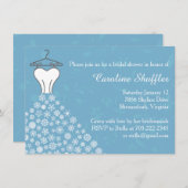 Winter Snowflakes Wedding Dress Bridal Shower Enclosure Card (Front/Back)