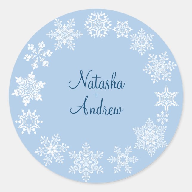 Winter Snowflakes Wedding Envelope Seal Sticker (Front)