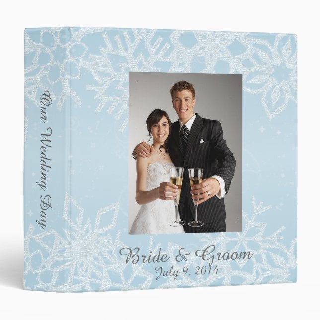 Winter Snowflakes Wedding Photo Album 3 Ring Binder (Front/Spine)