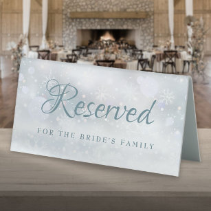 Winter Snowflakes Wedding Reserved Table Tent Sign