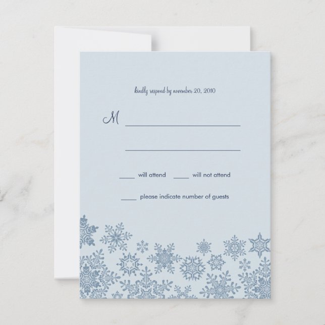 Winter Snowflakes Wedding RSVP Card (Front)